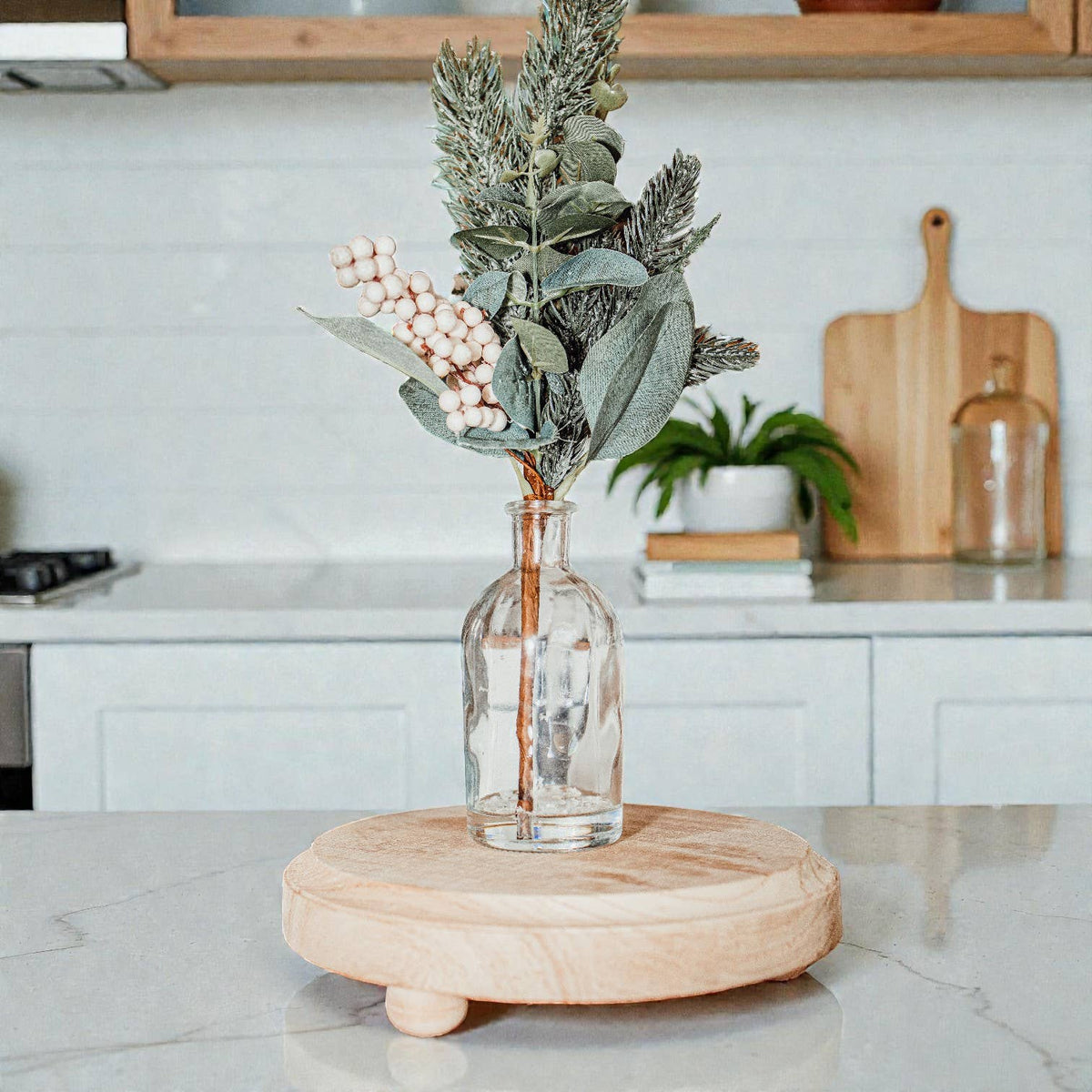 Raised Handmade Wooden Pedestal Stands, Wood Trinket Trays: Rustic Distressed Oval