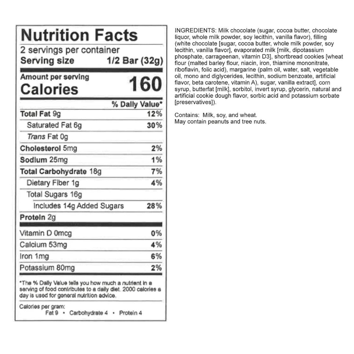 Candy Bar - Milk Chocolate - Cookie Dough - 2.25 oz