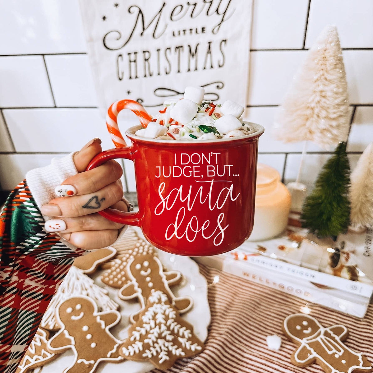 Naughty List Coffee Mug Set Funny Modern Christmas Drinkware: Naughty List-Red