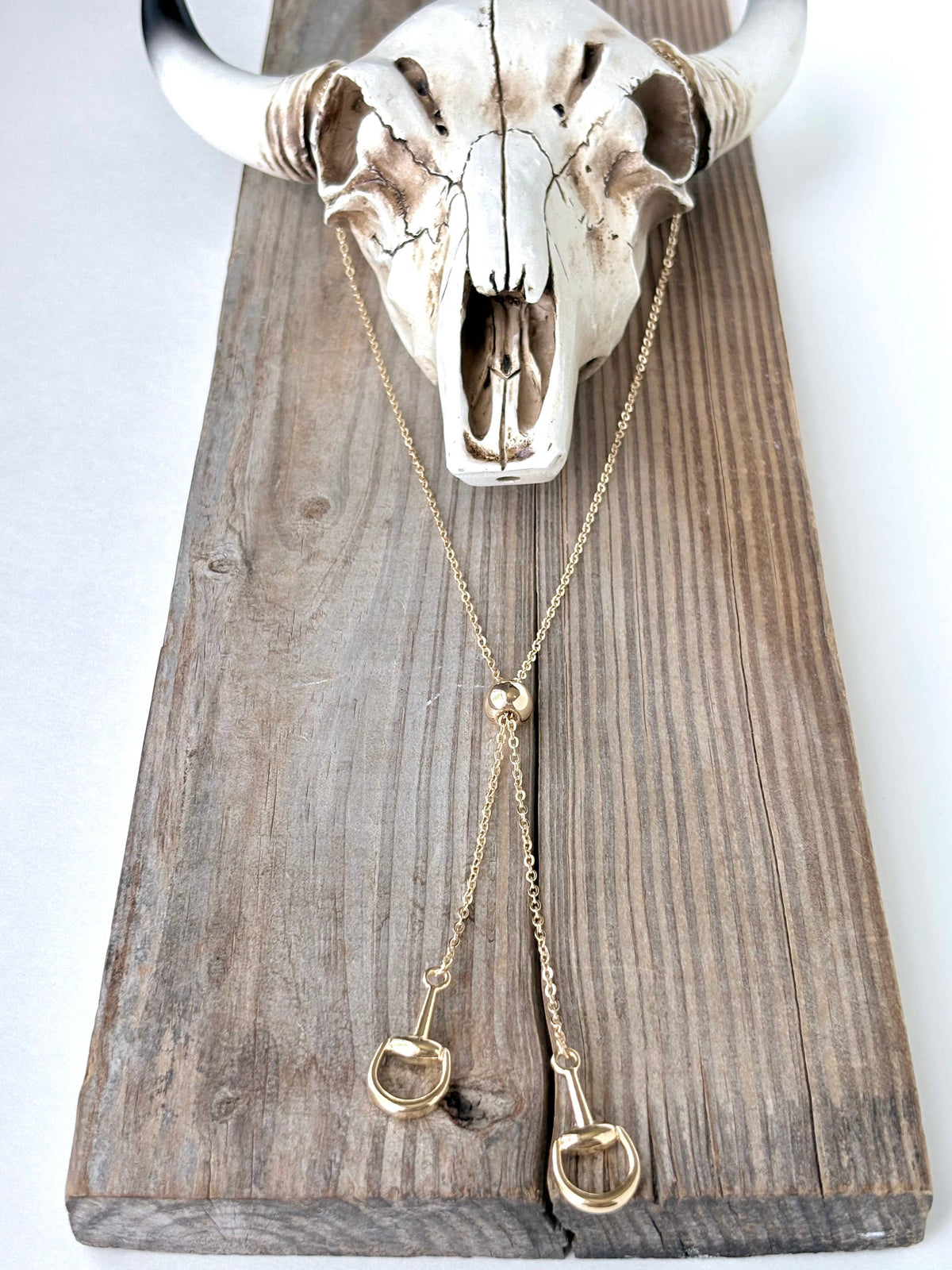 Western Horse Bit Bolo Pendant Y Chain Long Necklaces: Silver