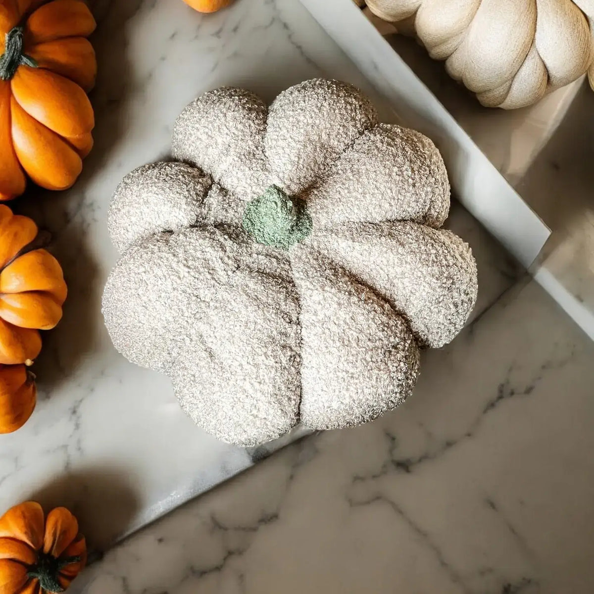 Neutral Fall + Halloween Home Decor, Cute Cotton Pumpkins BW: BW Polk a Dot / Small