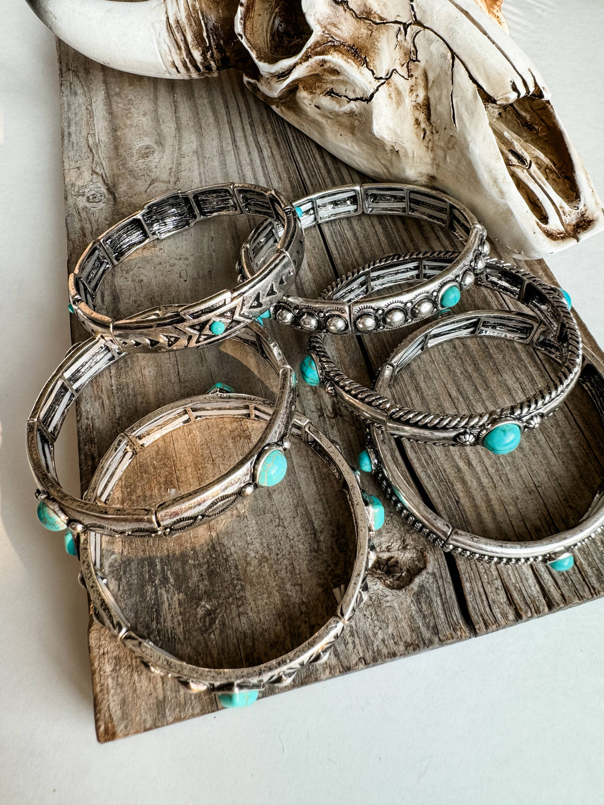 Western Metal Stretch Bangle Bracelet: 6 - CIRCLE - ROPE