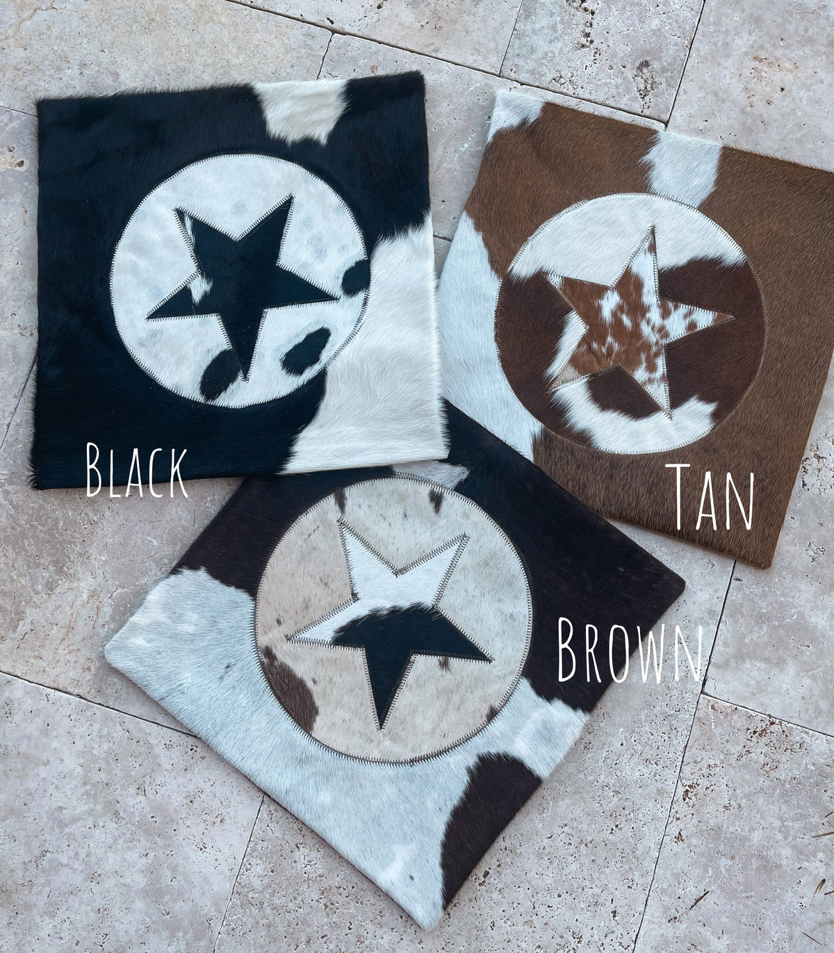 Western Star Cowhide Pillow Cover: BROWN + WHITE COWHIDE