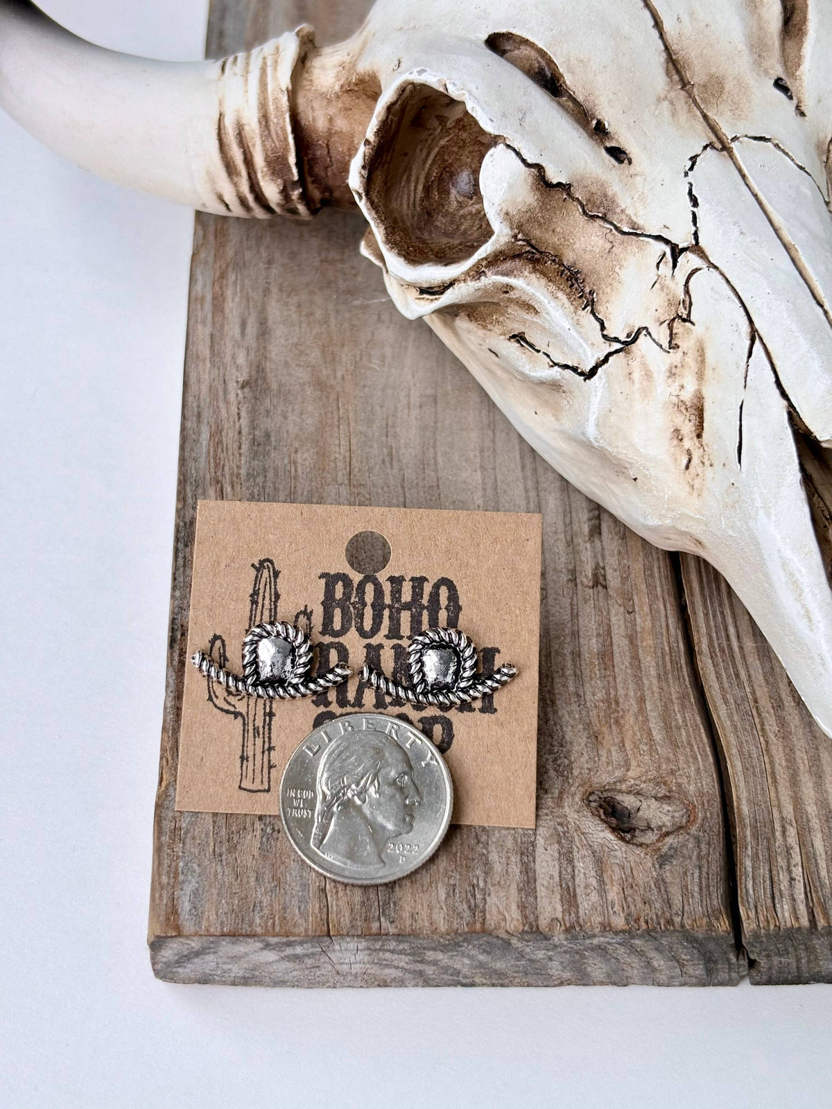 Western Cowboy Hat Stud Earrings: Silver