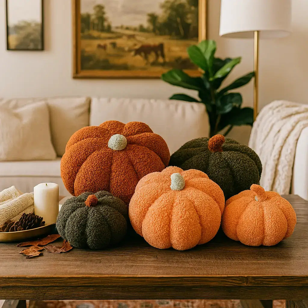 Neutral Fall + Halloween Home Decor, Cute Cotton Pumpkins BW: BW Polk a Dot / Small