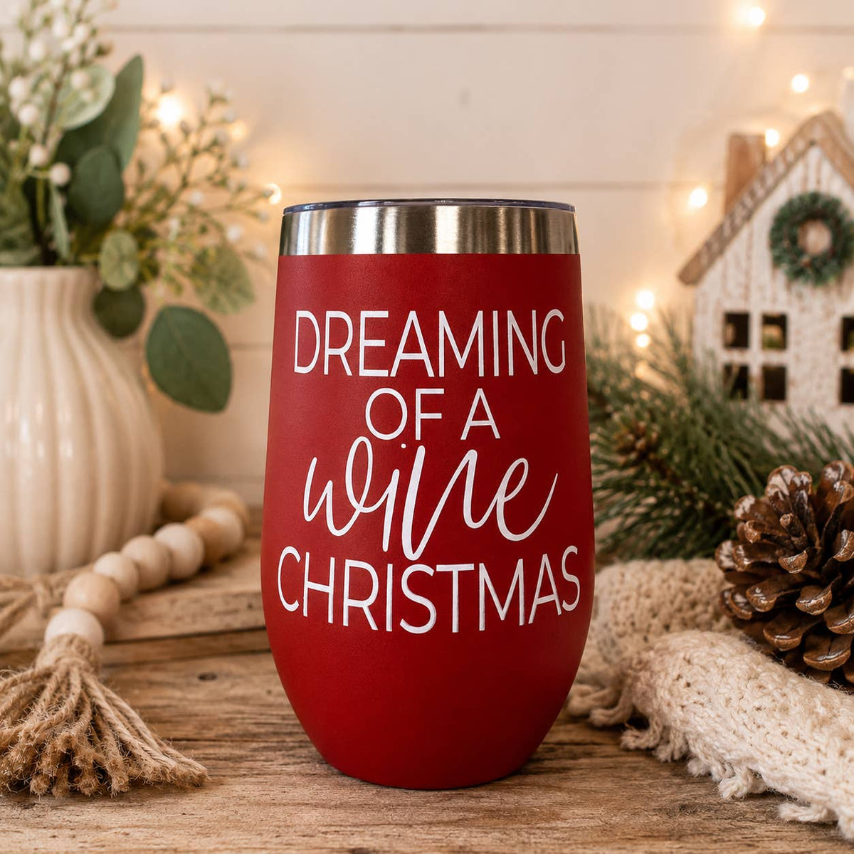Wine Tumblers or Coffee | Insulated Christmas Cups with Lid: Mama Juice (12oz)