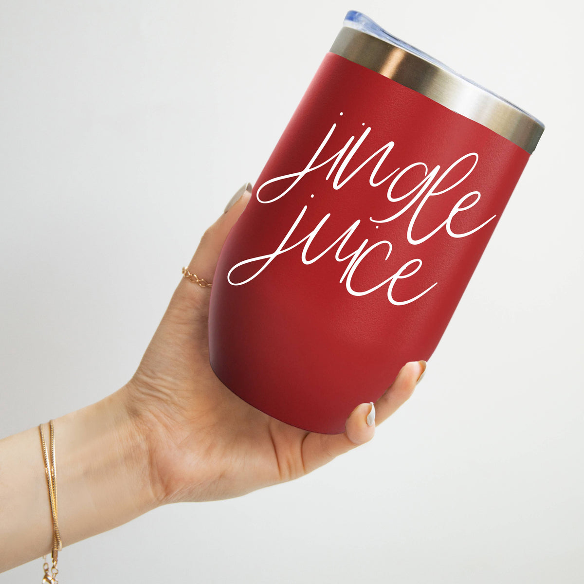 Christmas 2026 Party Drinkware, Red Holiday Tumblers w Lid: Mama Juice 12oz