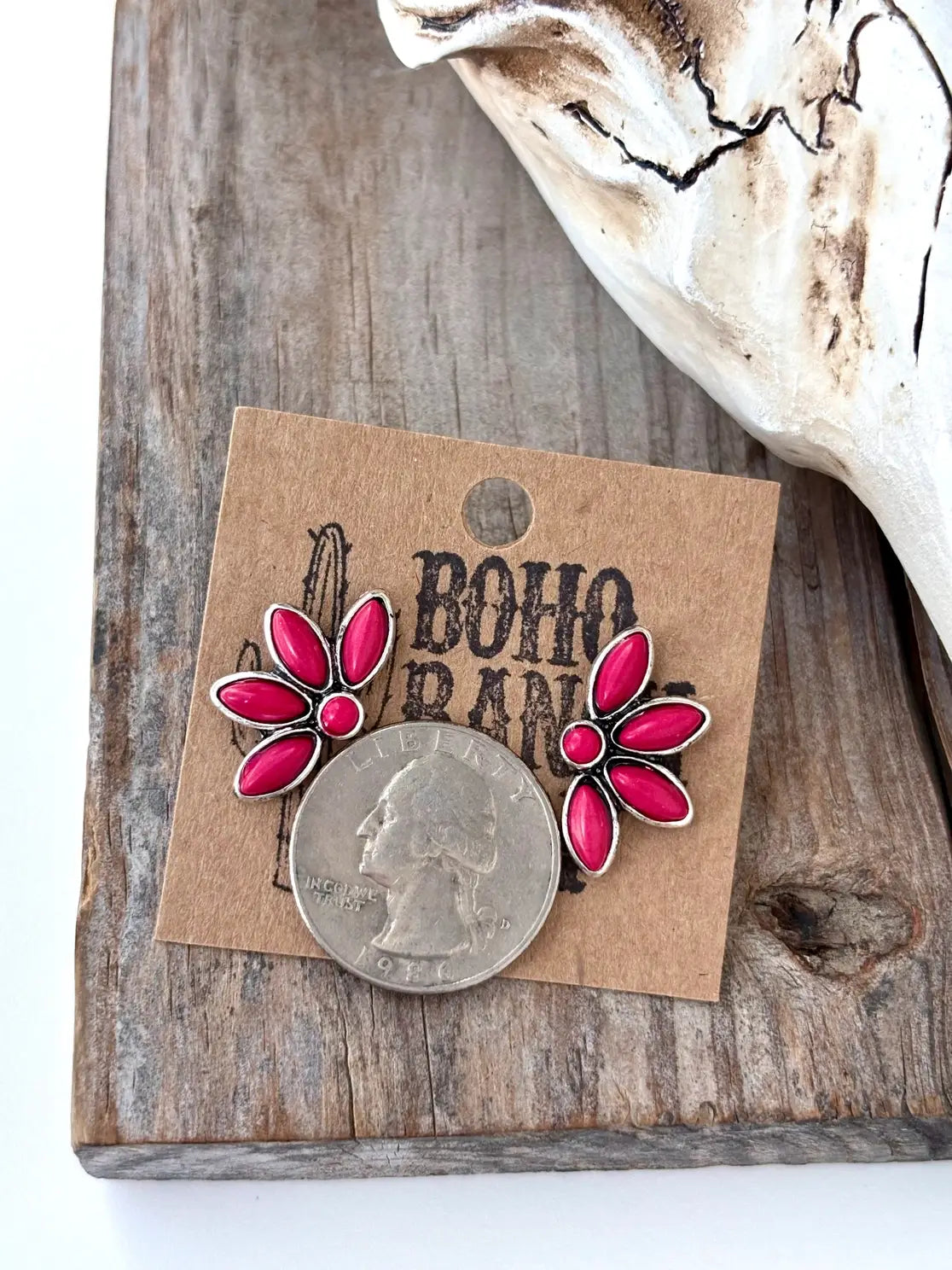 Western Style Stone Stud Earrings: MULTI COLOR
