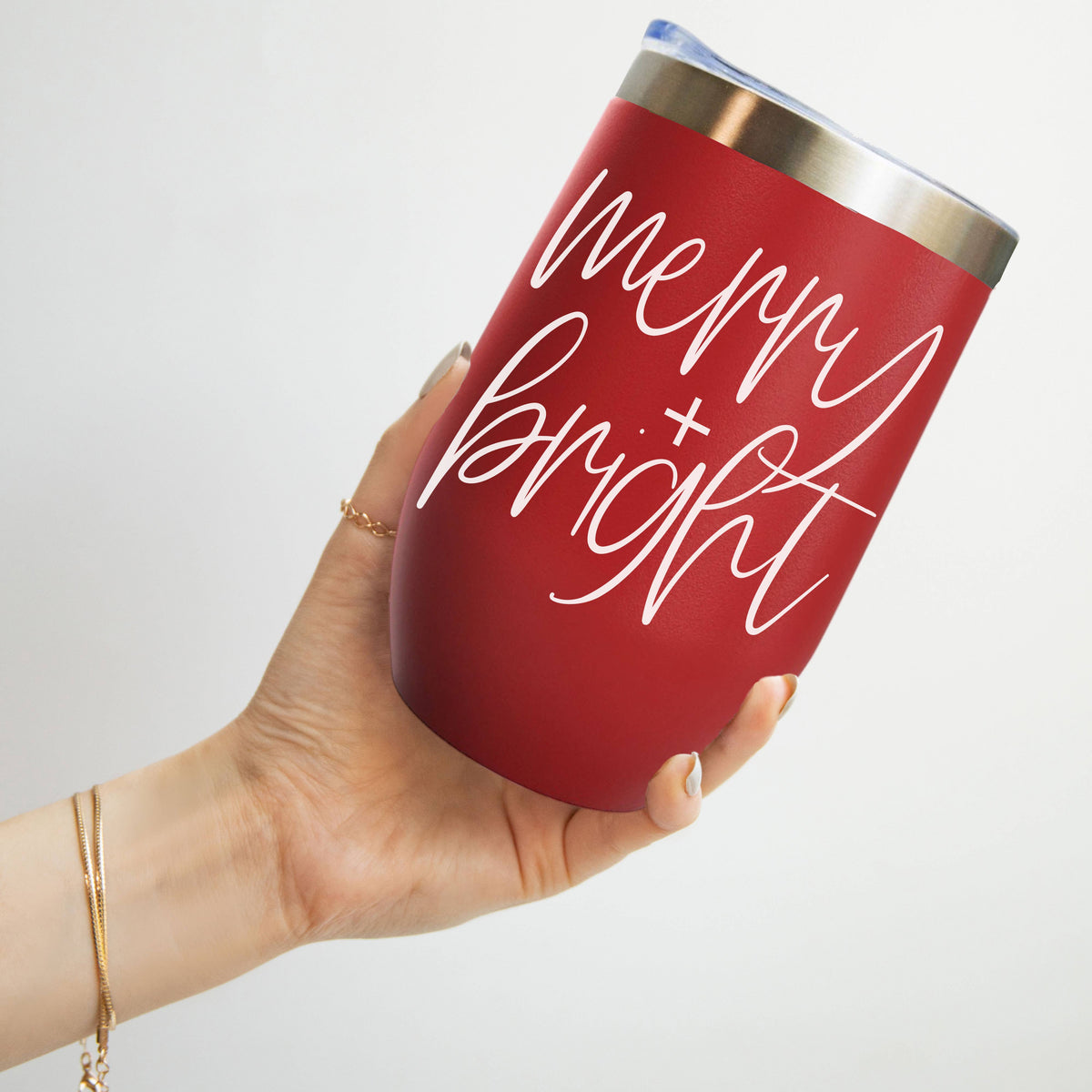 Christmas 2026 Party Drinkware, Red Holiday Tumblers w Lid: Mama Juice 12oz