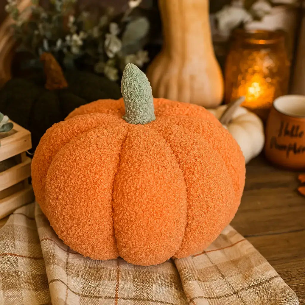 Neutral Fall + Halloween Home Decor, Cute Cotton Pumpkins BW: BW Polk a Dot / Small