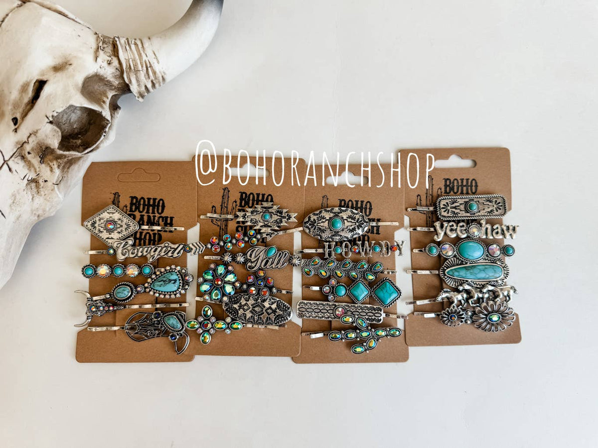 Western Hair Bobby Pins 6 Piece Set: YALL