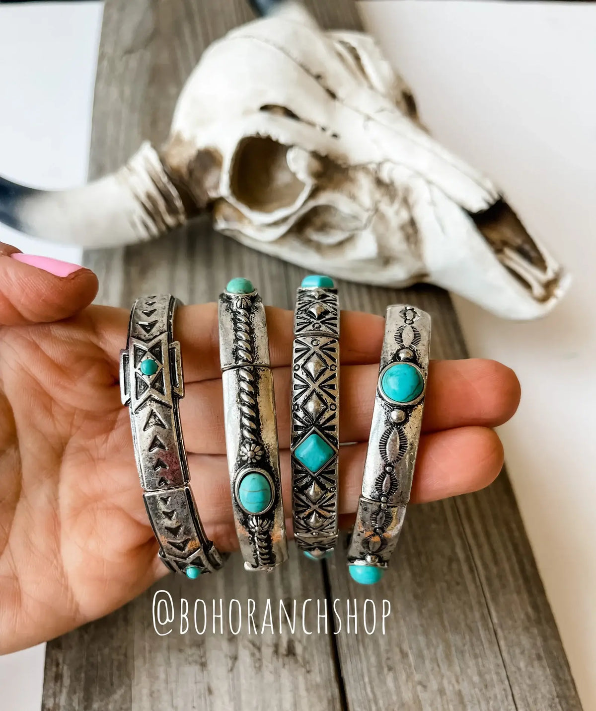 Western Metal Stretch Bangle Bracelet: 6 - CIRCLE - ROPE