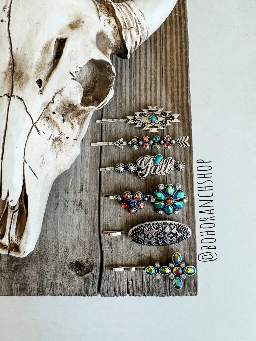 Western Hair Bobby Pins 6 Piece Set: YALL