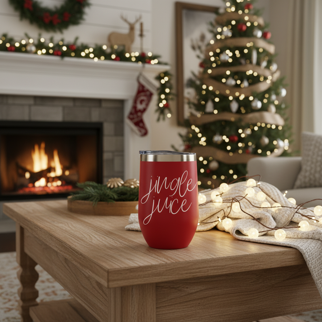 Wine Tumblers or Coffee | Insulated Christmas Cups with Lid: Mama Juice (12oz)