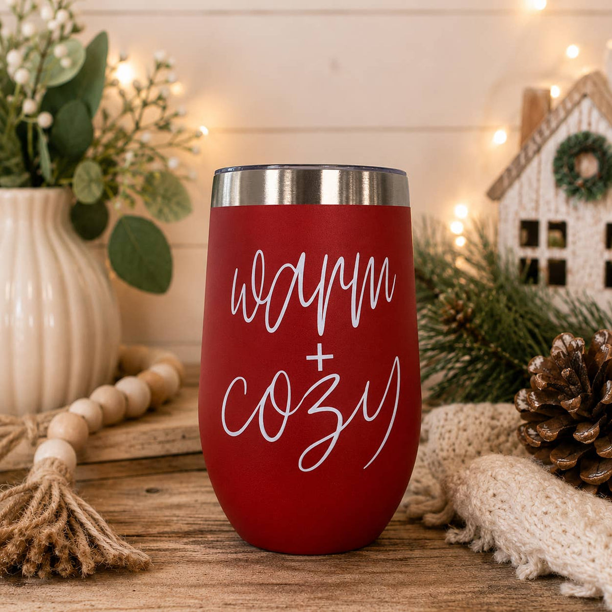 Christmas 2026 Party Drinkware, Red Holiday Tumblers w Lid: Mama Juice 12oz