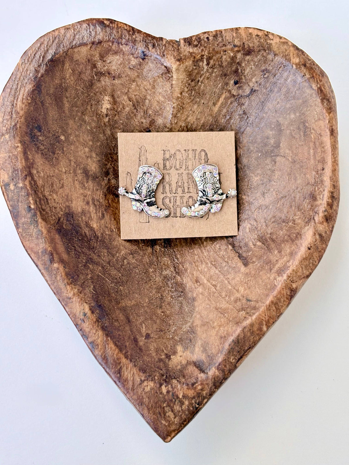 Rhinestone Western Boots Stud Earrings