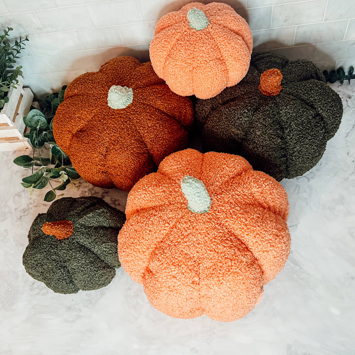 Neutral Fall + Halloween Home Decor, Cute Cotton Pumpkins BW: BW Polk a Dot / Small