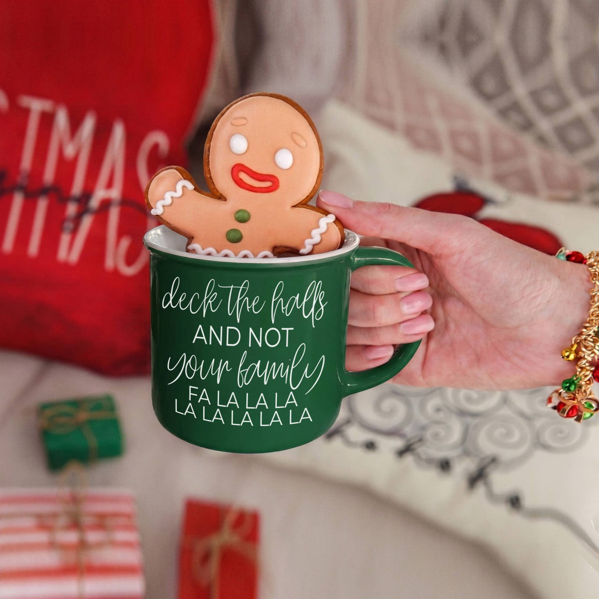 Funny Christmas Home Decor & Gifts | Holiday Coffee Mugs : Silent Night-GREEN